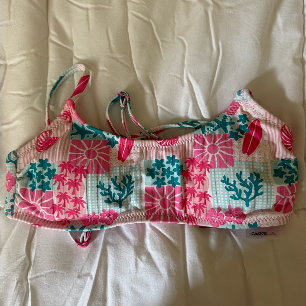 Women’s Pink & Teal Floral Bikini Top